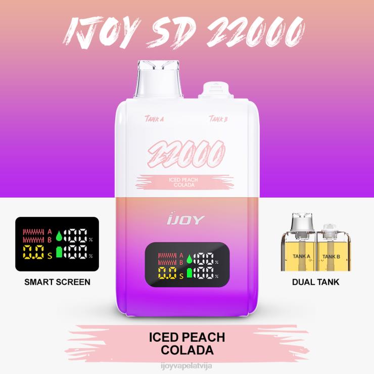 iJOY Vape Review - iJOY SD 22000 vienreizējās lietošanas LL682155 ledus persiku kolāda